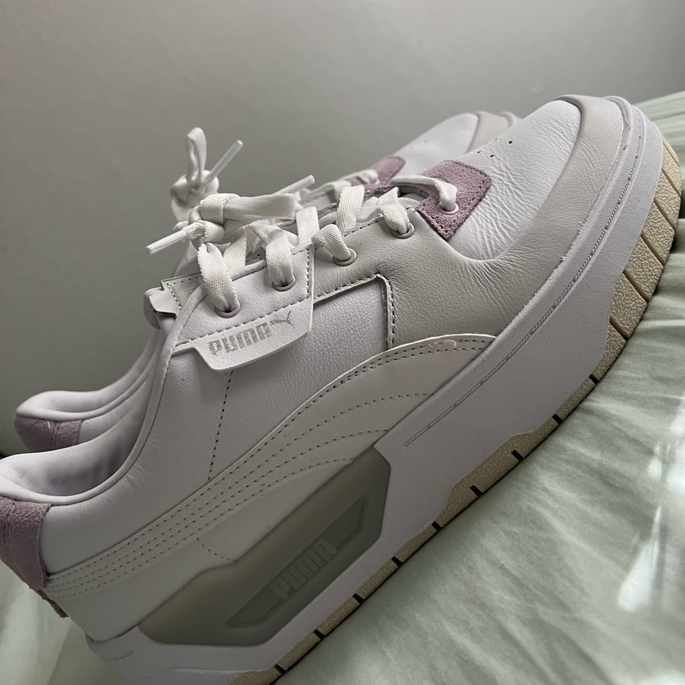 Puma Cali Dream sneakers in white/purple